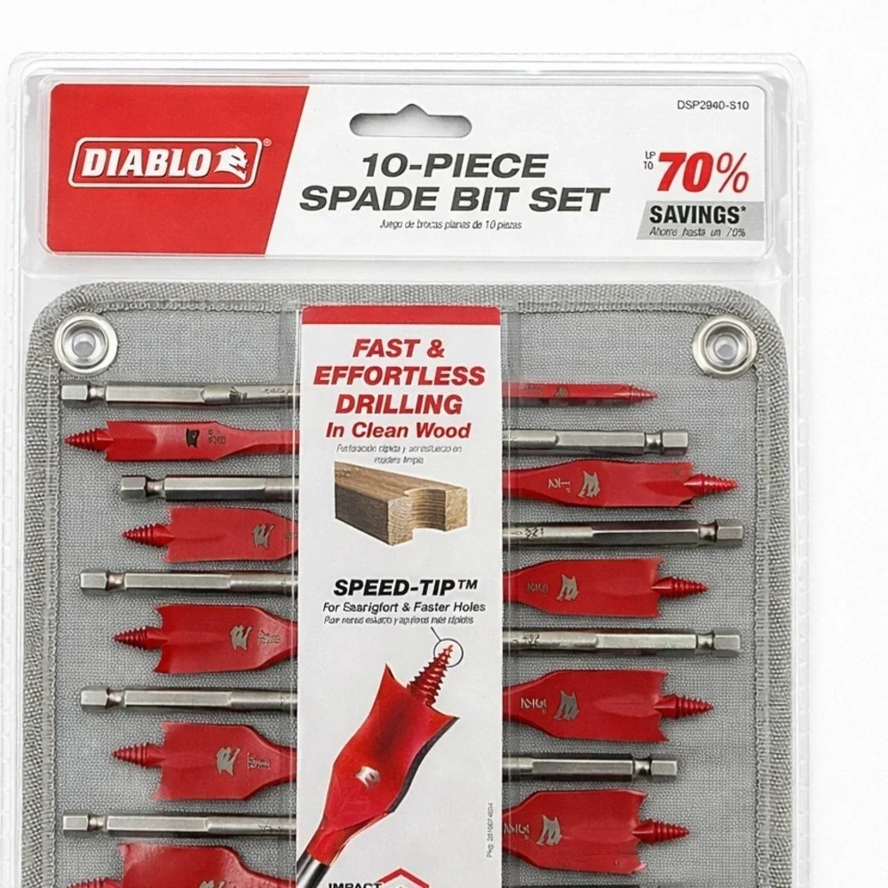 NEW Diablo 10-piece high-speed steel spade bit set (model DSP2940-S10) #0636‎